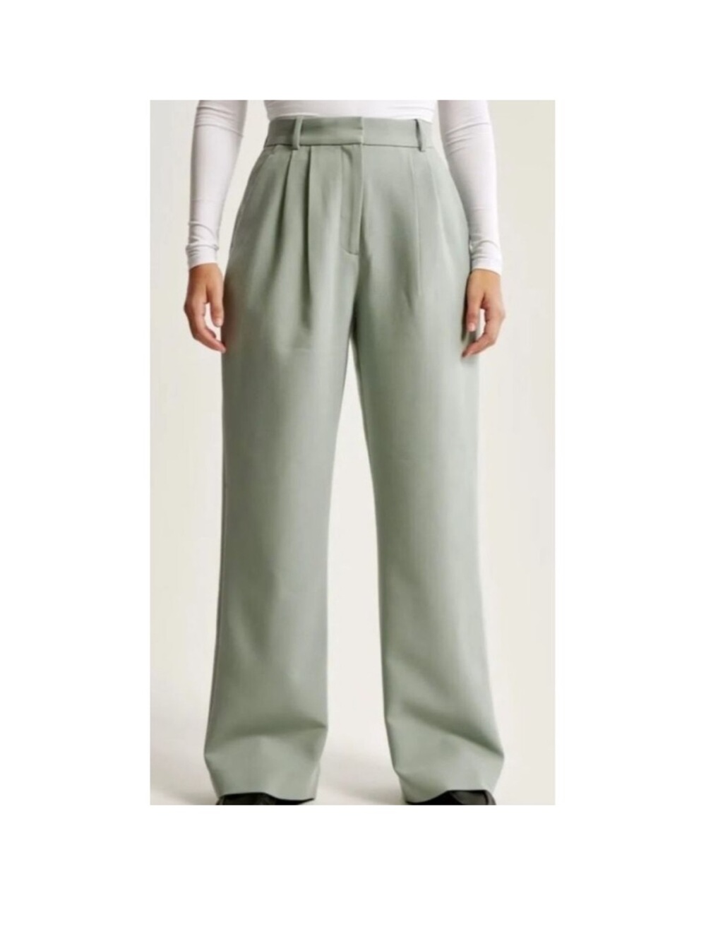 Abercrombie & Fitch Sloane Pleated Wide Leg Pants Size 30/10 Short  Sage Green